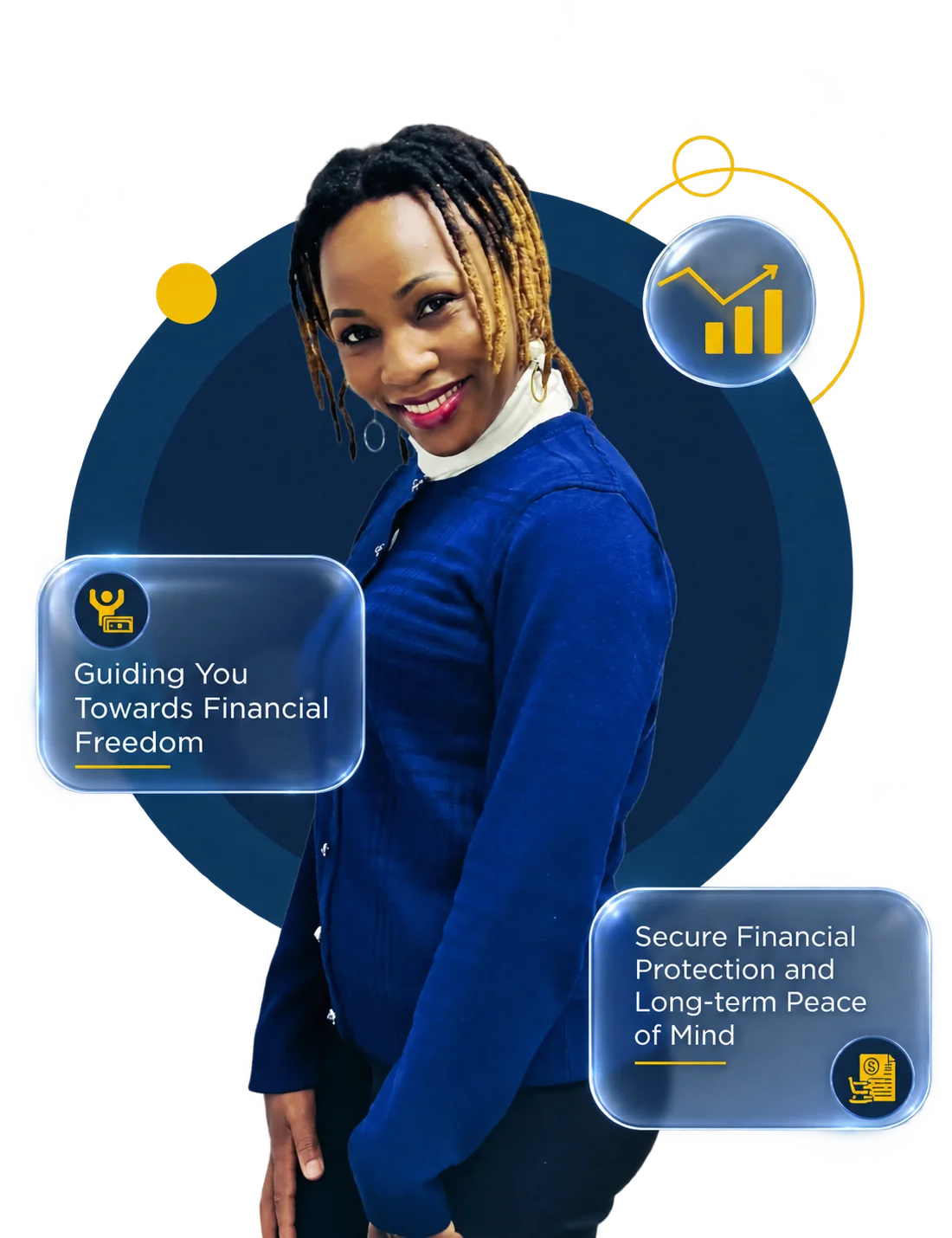 Bethsheila Wambui with financial guidance and protection cards